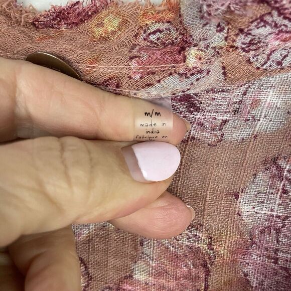 Free People FP One Nisha Printed Tunic Dress Size M Pink Hand Painted Romantic - Picture 4 of 11